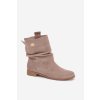 Kožené semišové dámské kotníky s řasením s vyhříváním Zazoo 4210 béžové (Veľkosť 35)