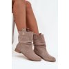 Kožené semišové dámské kotníky s řasením s vyhříváním Zazoo 4210 béžové (Veľkosť 35)
