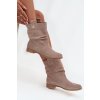 Kožené semišové dámské kotníky s řasením s vyhříváním Zazoo 4210 béžové (Veľkosť 35)