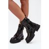Lakované boty worker dámské se zlatým detailem zateplené černé Fiorena (Veľkosť 36)