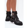 Lakované boty worker dámské se zlatým detailem zateplené černé Fiorena (Veľkosť 36)