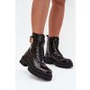 Lakované boty worker dámské se zlatým detailem zateplené černé Fiorena (Veľkosť 36)