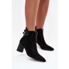Semišové dámské boty na podpatku s ozdobou D&A CR52-686 Černé (Veľkosť 36)