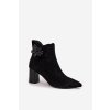 Semišové dámské boty na podpatku s ozdobou D&A CR52-686 Černé (Veľkosť 36)
