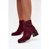 Semišové kotníčkové boty na podpatku s vyztuženým detailem Artiker 57C0016 bordó (Veľkosť 36)