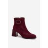 Semišové kotníčkové boty na podpatku s vyztuženým detailem Artiker 57C0016 bordó (Veľkosť 36)