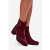 Semišové kotníčkové boty na podpatku s vyztuženým detailem Artiker 57C0016 bordó (Veľkosť 36)