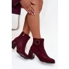 Semišové kotníčkové boty na podpatku s vyztuženým detailem Artiker 57C0016 bordó (Veľkosť 36)