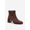Semišové kotníkové boty na podpatku s vycpávkou s ozdobným detailem Artiker 57C0017 hnědé (Veľkosť 36)