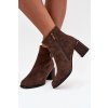 Semišové kotníkové boty na podpatku s vycpávkou s ozdobným detailem Artiker 57C0017 hnědé (Veľkosť 36)