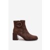 Semišové kotníkové boty na podpatku s vycpávkou s ozdobným detailem Artiker 57C0017 hnědé (Veľkosť 36)