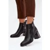 Zateplené dámské kotníkové boty z pravé kůže na podpatku Černé Jovelle (Veľkosť 36)