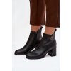 Zateplené dámské kotníkové boty z pravé kůže na podpatku Černé Jovelle (Veľkosť 36)