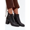 Zateplené dámské kotníkové boty z pravé kůže na podpatku Černé Jovelle (Veľkosť 36)