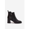 Zateplené dámské kotníkové boty z pravé kůže na podpatku Černé Jovelle (Veľkosť 36)