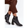 Zateplené dámské kotníkové boty z pravé kůže na podpatku Černé Jovelle (Veľkosť 36)