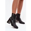 Zateplené kožené boty na podpatku Maciejka K7203-04 Černé (Veľkosť 36)