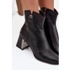 Zateplené kožené boty na podpatku Maciejka K7203-04 Černé (Veľkosť 36)