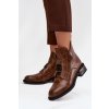 Zateplené kožené dámské kotníkové boty s ozdobným detailem hnědé Briselda (Veľkosť 36)