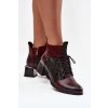 Zazoo 60503 kožené kotníkové boty na podpatku vyhřívané bordó (Veľkosť 36)