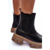 Čierne dámske členkové topánky na plochej podpäte s eko kožou a zipsom, kód produktu MM274606 906 (Veľkosť 36)