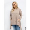 Dámska blúzka plus size tmavo-béžová RV-BZ-7054-1.06 (Farba Tmavo-béžová, Veľkosť ONE SIZE)