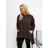 Dámska blúzka plus size tmavo-hnedá RV-BZ-7054-1.06 (Farba Tmavo-hnedá, Veľkosť ONE SIZE)