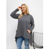 Dámska blúzka plus size tmavo-sivá RV-BZ-7054-1.06 (Farba Tmavo-sivá, Veľkosť ONE SIZE)