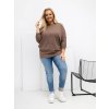 Dámska blúzka plus size tmavo-béžová RV-BZ-A1075.96 (Farba Tmavo-béžová, Veľkosť ONE SIZE)