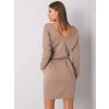 Dámske tmavo-béžove šaty basic kód produktu RV-SK-6037.18X (Farba Tmavo-béžová, Veľkosť S)