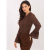 Dámska blúzka s čipkou hnedá IT-BZ-22122.85 (Farba Hnedá, Veľkosť ONE SIZE)
