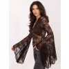 Dámska blúzka s čipkou tmavo-hnedá PM-BZ-SF193.72 (Farba Tmavo-hnedá, Veľkosť ONE SIZE)
