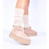 Béžové snehule na platforme zateplené kožušinkou Mouna YZ-058 KHAKI 38 - GM (Veľkosť 38)
