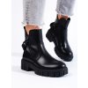 Čierne dámske členkové topánky workery na nízkej podrážke Sergio leone kod CCC -1- TR888B.PU (Veľkosť 36)