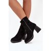 Dámske botky na podpätku z eco semišu se zipsom čierne serinna / Y2192 BLACK (Veľkosť 36)