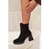 Dámske botky na podpätku z eco semišu se zipsom čierne serinna / Y2192 BLACK (Veľkosť 36)