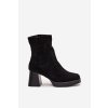 Dámske botky na podpätku z eco semišu se zipsom čierne serinna / Y2192 BLACK (Veľkosť 36)