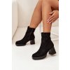 Dámske botky na podpätku z eco semišu se zipsom čierne serinna / Y2192 BLACK (Veľkosť 36)