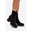Dámske botky na podpätku z eco semišu se zipsom čierne serinna / Y2192 BLACK (Veľkosť 36)