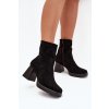 Dámske botky na podpätku z eco semišu se zipsom čierne serinna / Y2192 BLACK (Veľkosť 36)