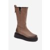 Zazoo 70121 kožené Dámske čižmy s vlnou tmavo béžove / 70121 V.FANGO+CZ (Veľkosť 36)