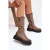 Zazoo 70121 kožené Dámske čižmy s vlnou tmavo béžove / 70121 V.FANGO+CZ (Veľkosť 36)