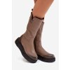 Zazoo 70121 kožené Dámske čižmy s vlnou tmavo béžove / 70121 V.FANGO+CZ (Veľkosť 36)