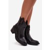 Dámske kotníkové členkové topánky na masívnom podpätku z eco kože čierne iverly / D8255 BLACK (Veľkosť 36)