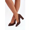 Semišové lodičky na podpätku sergio leone pb216 čokoládovo hnedé / PB216 CHOCOLATE (Veľkosť 36)