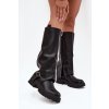 Zateplené kozačky s ohrnutým svrškem a sponou černé Fiorae (Veľkosť 39)