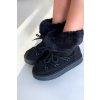 snehule s kožušinou a šnurovaním čierne sarivie / 24BT26-7406 BLACK (Veľkosť 38)