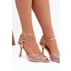 Dámske Sandále na podpätku so zdobením šampaňské peloria / 5543 CHAMPAGNE (Veľkosť 36)