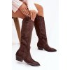 z eko semišu čižmy Dámske na podpätku čokoládovo hnedé jenaya / 1139 BROWN (Veľkosť 36)