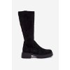 Dámske čižmy z eco semišu čierne oceana / 5828-1 BLACK (Veľkosť 40)